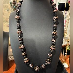 Antique Venetian glass wedding cake beaded necklace